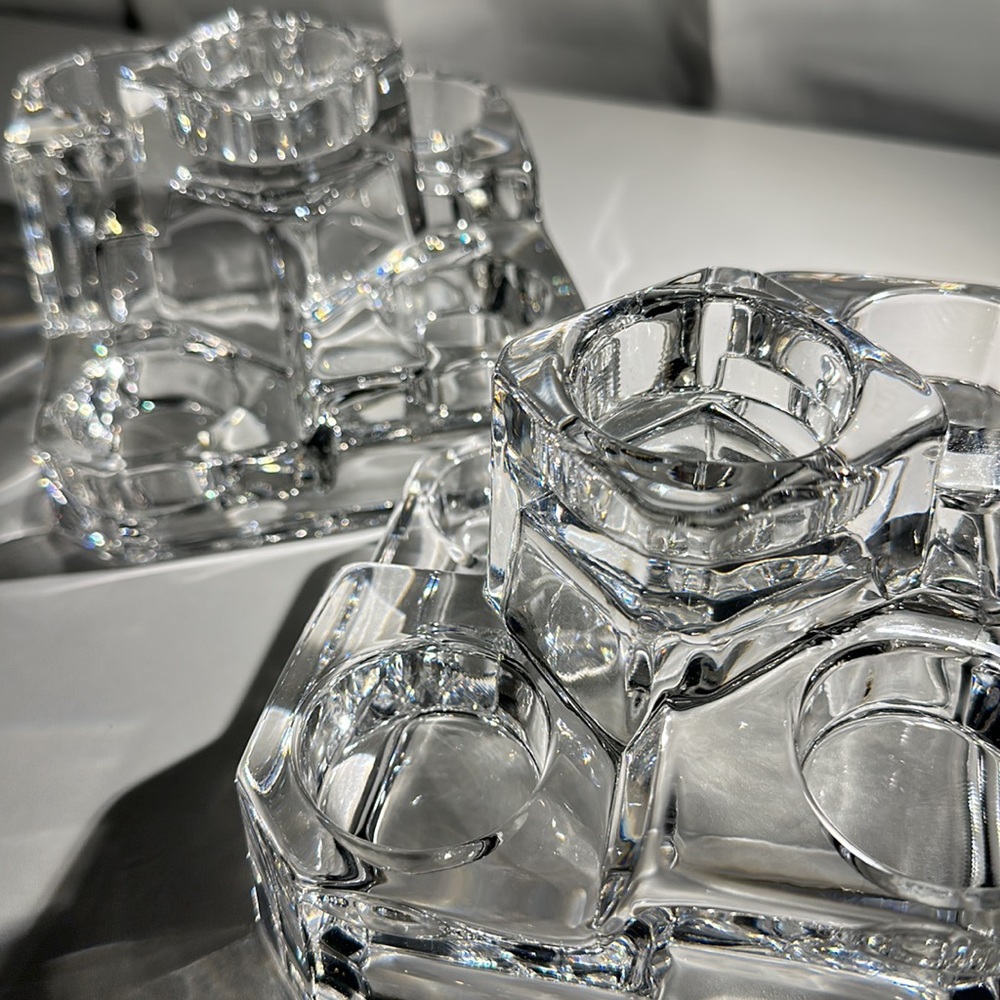 Vintage Crystal Glass Tea light Castle Block Set of 2 —-RETIRED ITEM—- - Picture 11 of 12